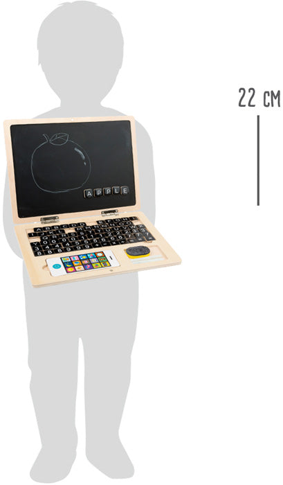 Computer portatile in legno con lavagna magnetica