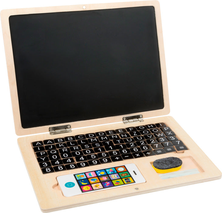 Computer portatile in legno con lavagna magnetica