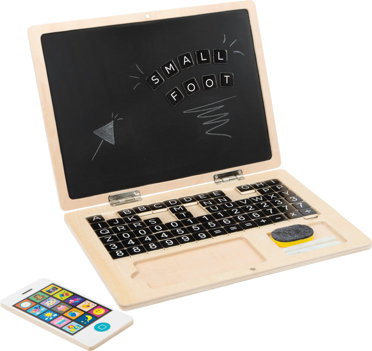 Computer portatile in legno con lavagna magnetica
