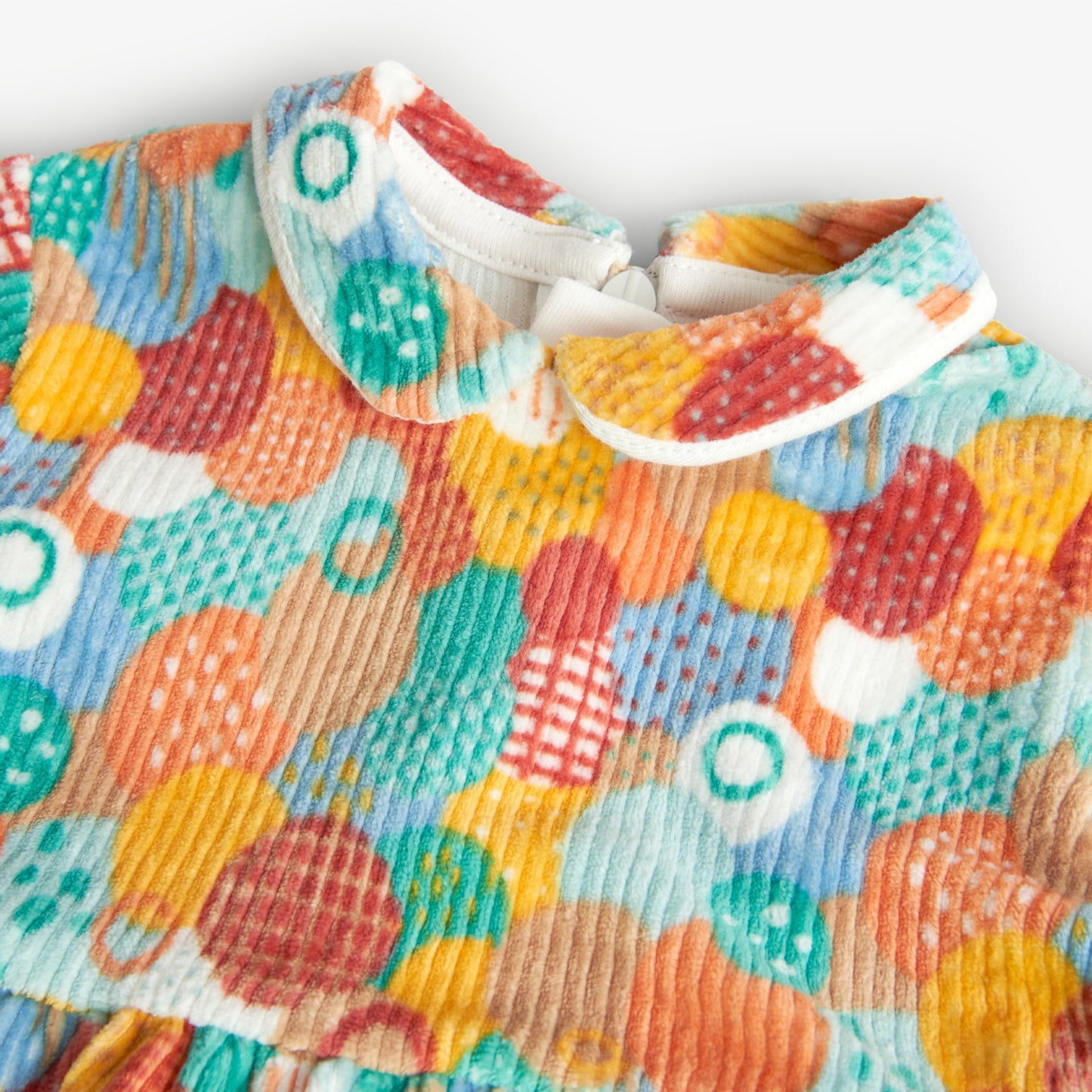 Vestito di velluto a coste per neonata con stampa a pois