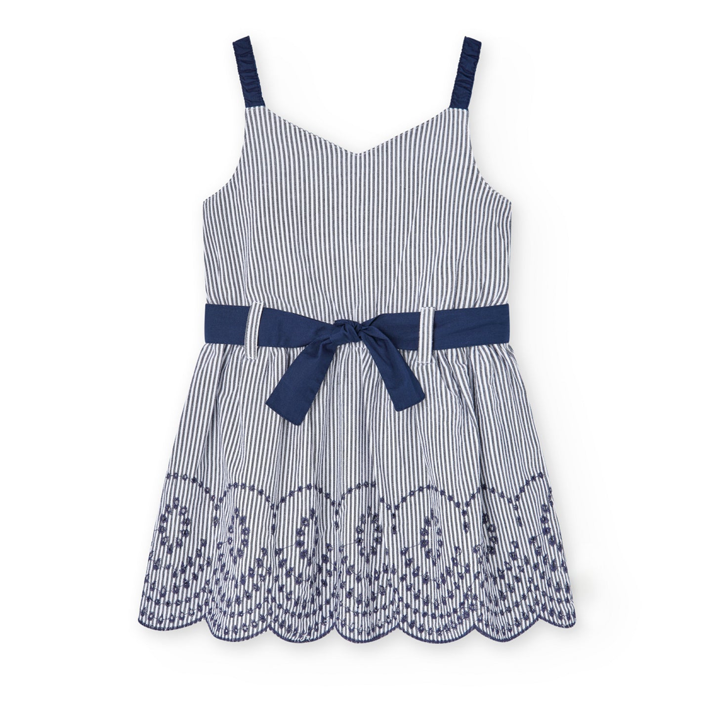 Vestito in popeline a strisce da bambina