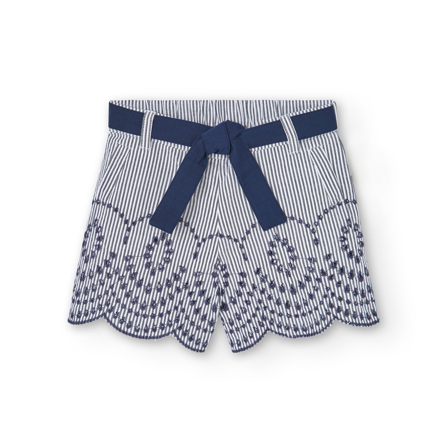 Pantaloncini in popeline a strisce da bambina