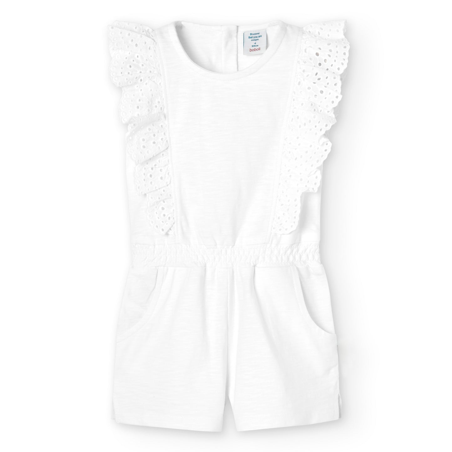 Tuta in jersey flammé da bambina bianca