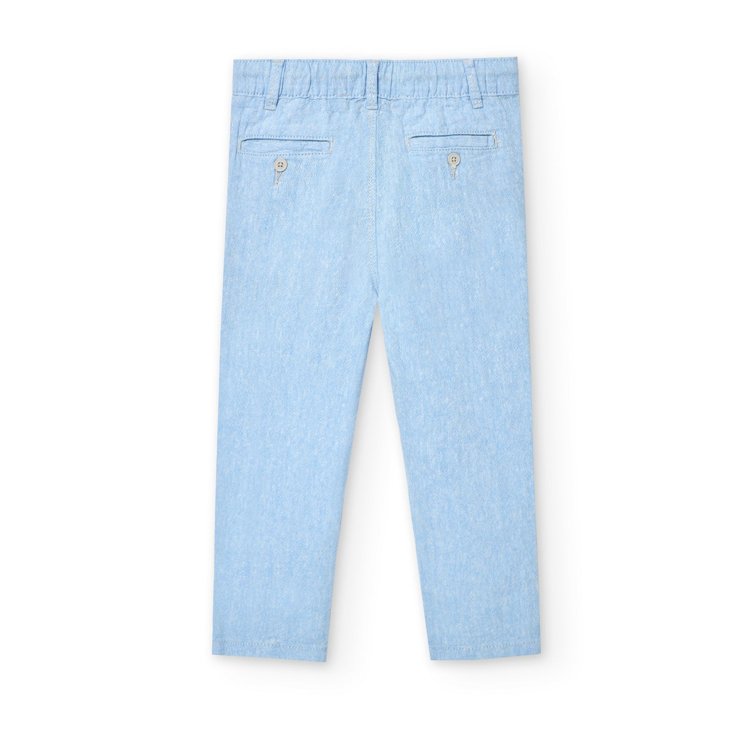 Pantaloni di lino bicolore da bambino celeste