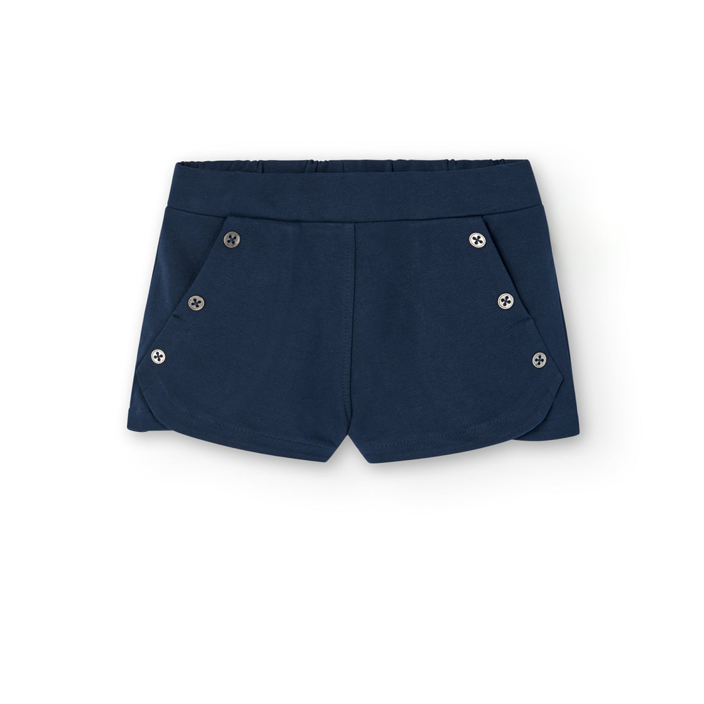 Pantaloncini felpati elasticizzati da bambina blu marino