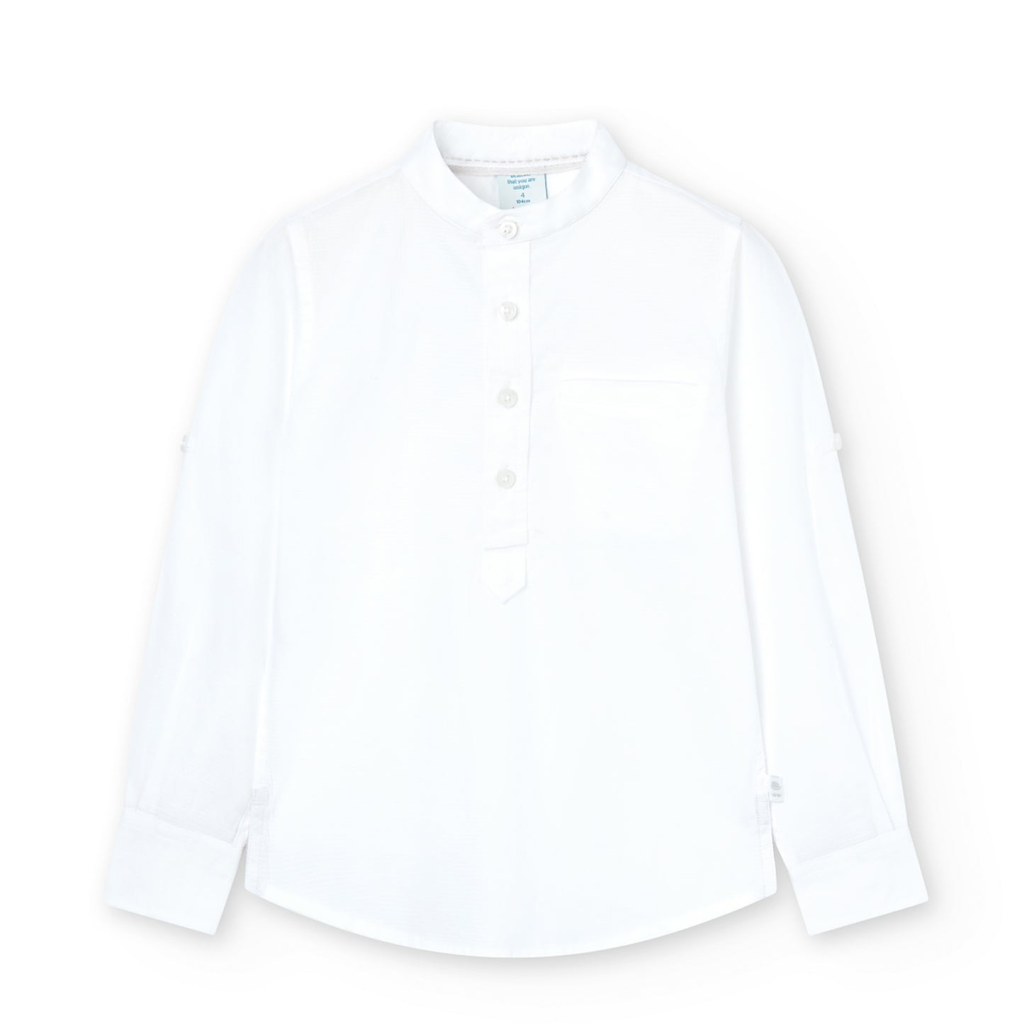 Camicia bianca in cotone tessuto a fantasia collo Mao