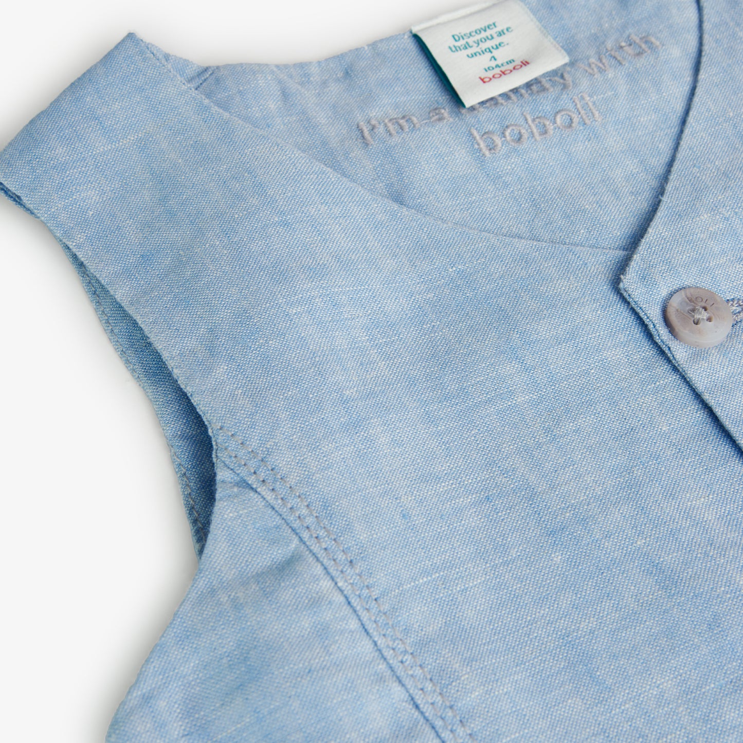 Gilet di lino bicolore da bambino celeste