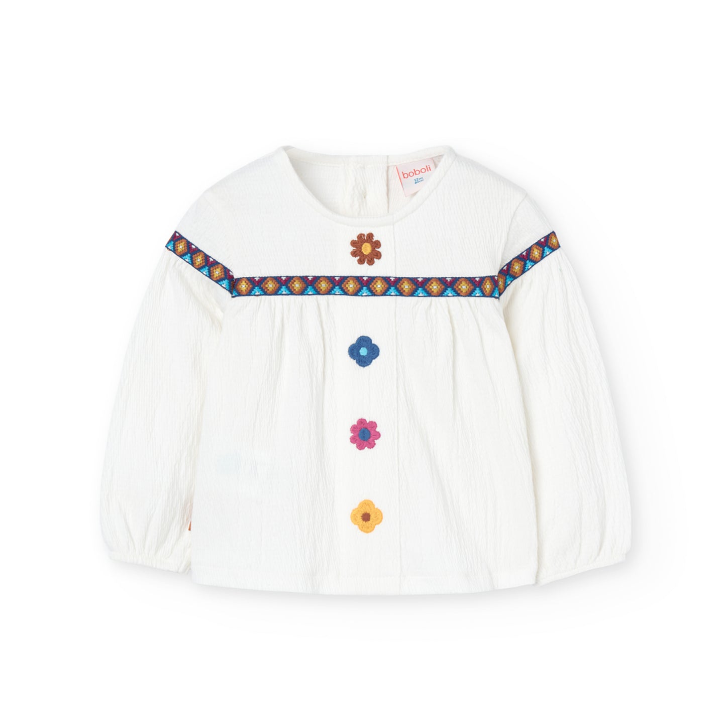Maglietta in maglia per bambina bianca fiori