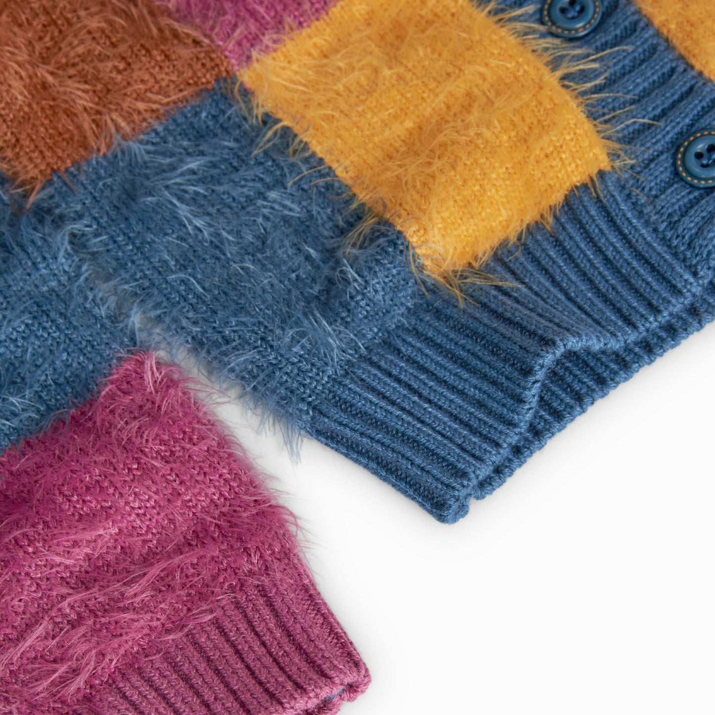 Cardigan in maglia per bambina fantasia a quadri