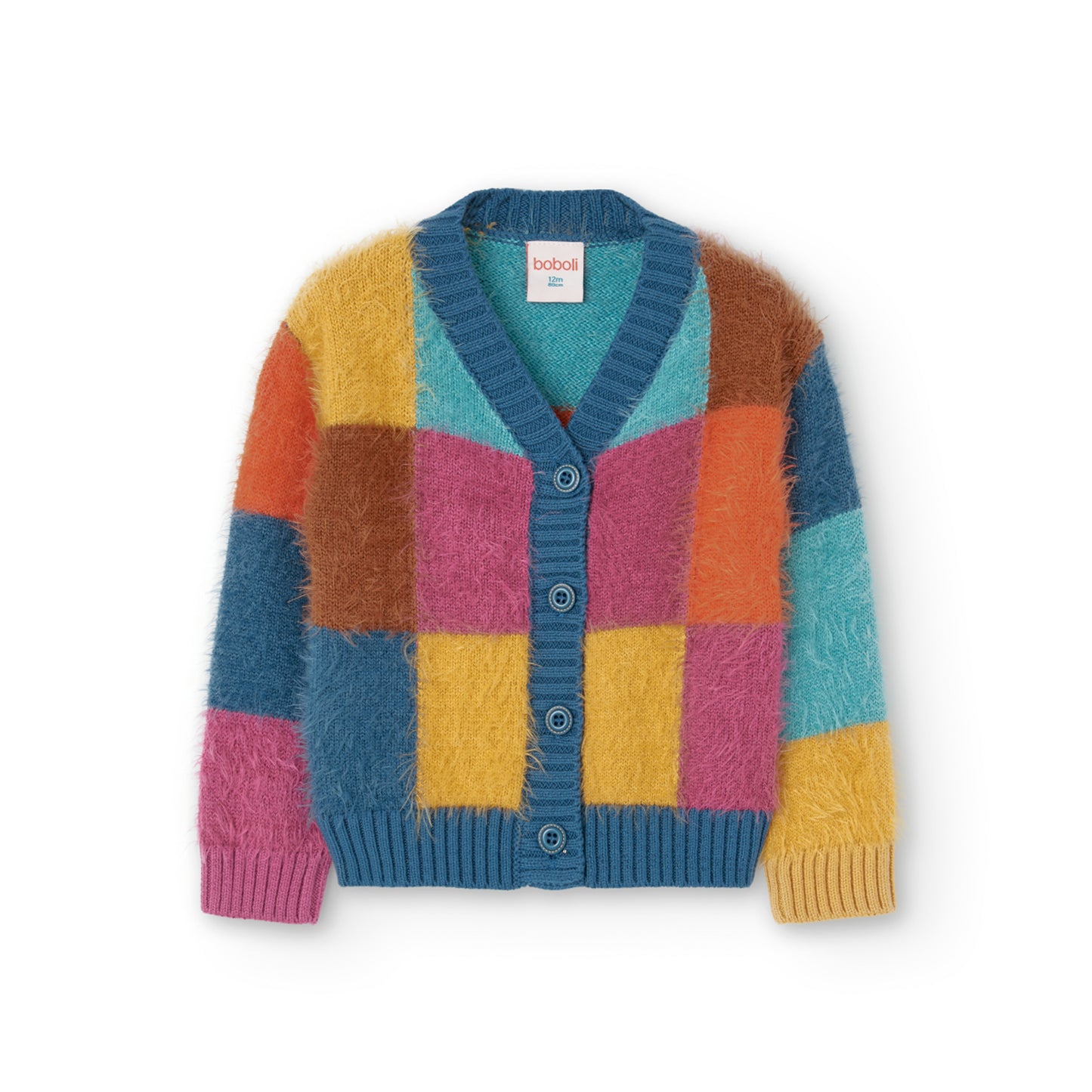Cardigan in maglia per bambina fantasia a quadri