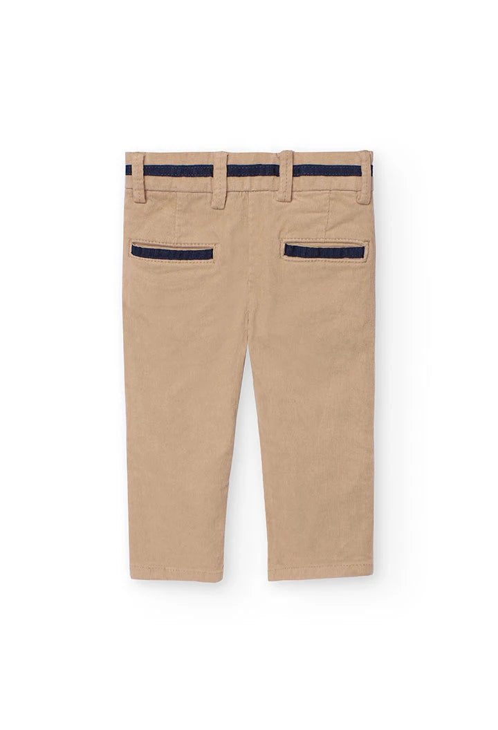 Pantaloni in microvelluto a coste per bambino beige