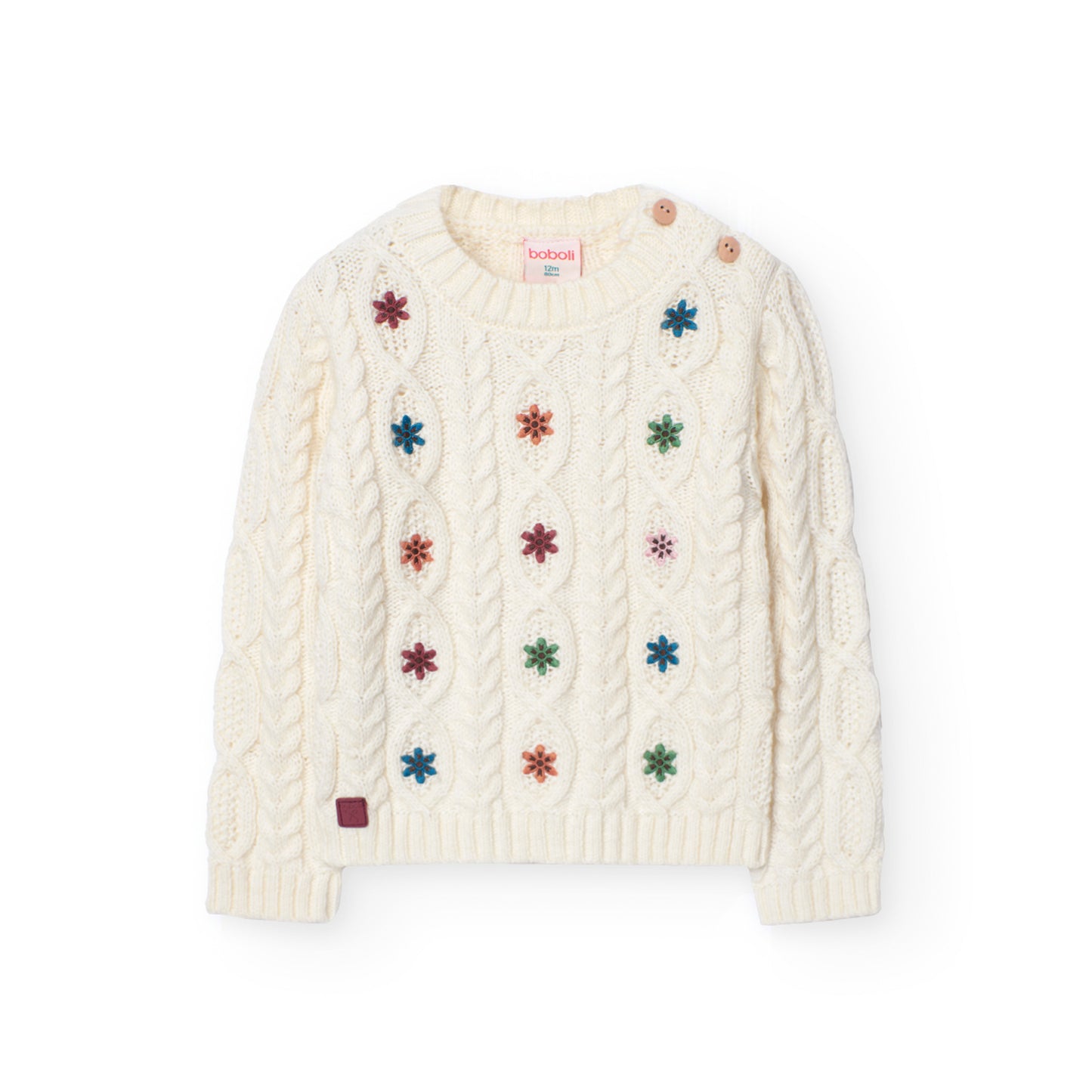 Maglione per bambina bianco con fiorellini