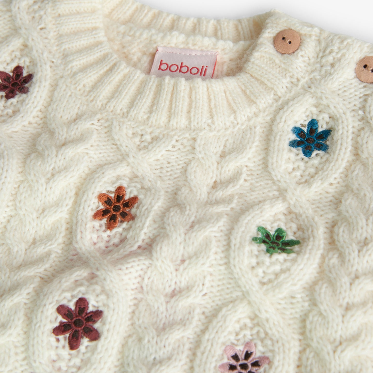 Maglione per bambina bianco con fiorellini