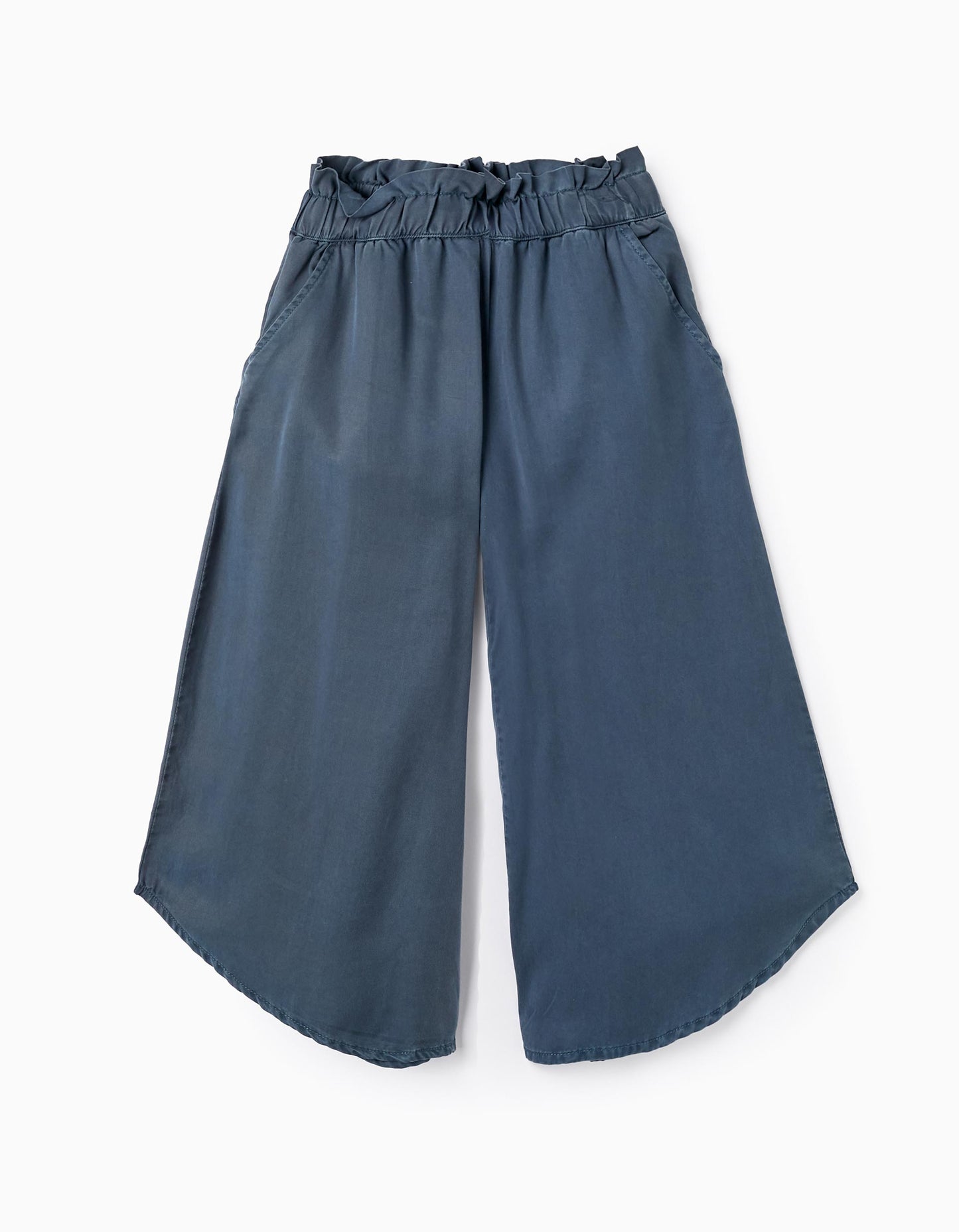 Pantaloni in twill a gamba larga per bambina, blu scuro