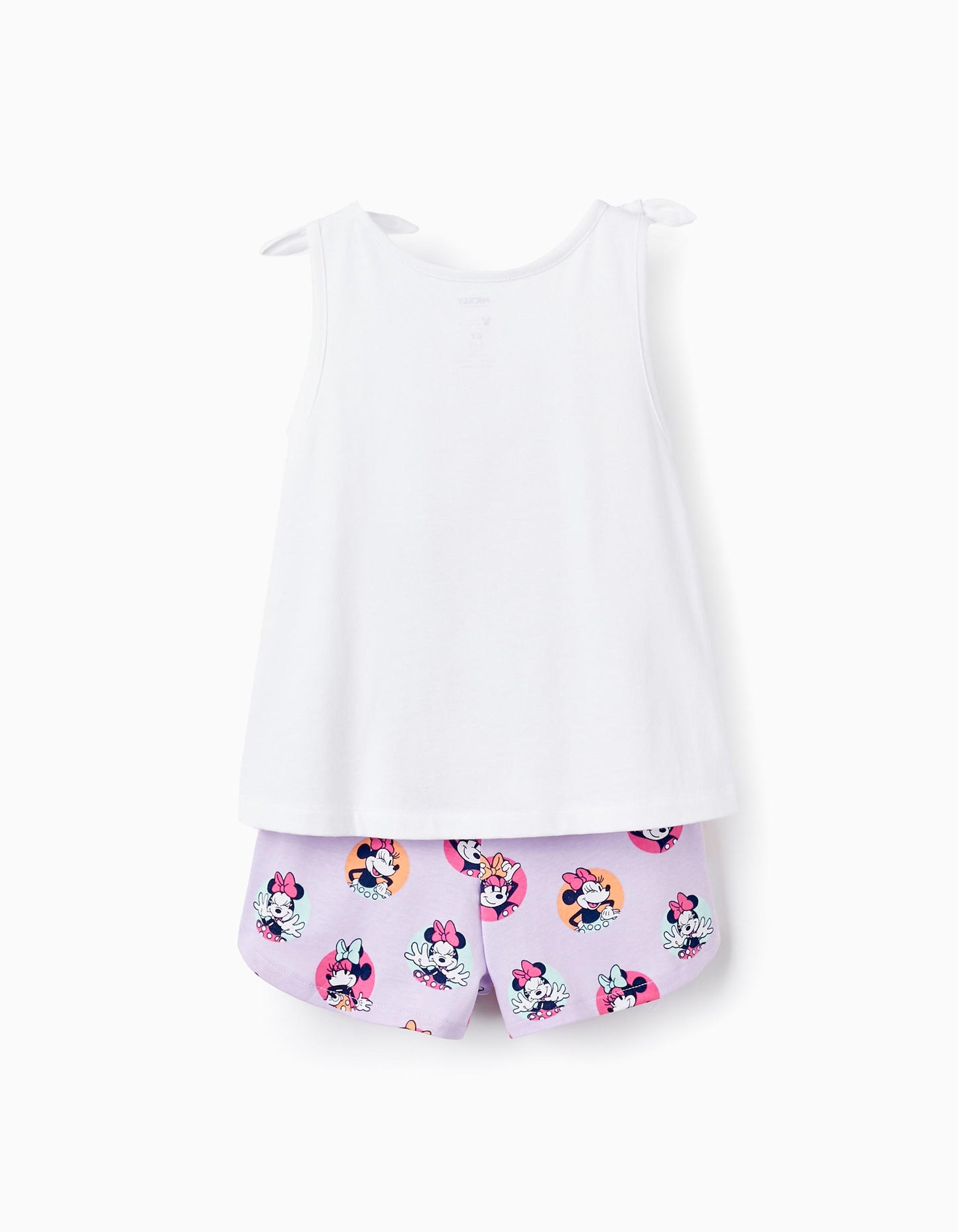 Top + shorts per bambina "Minnie", bianco/lilla