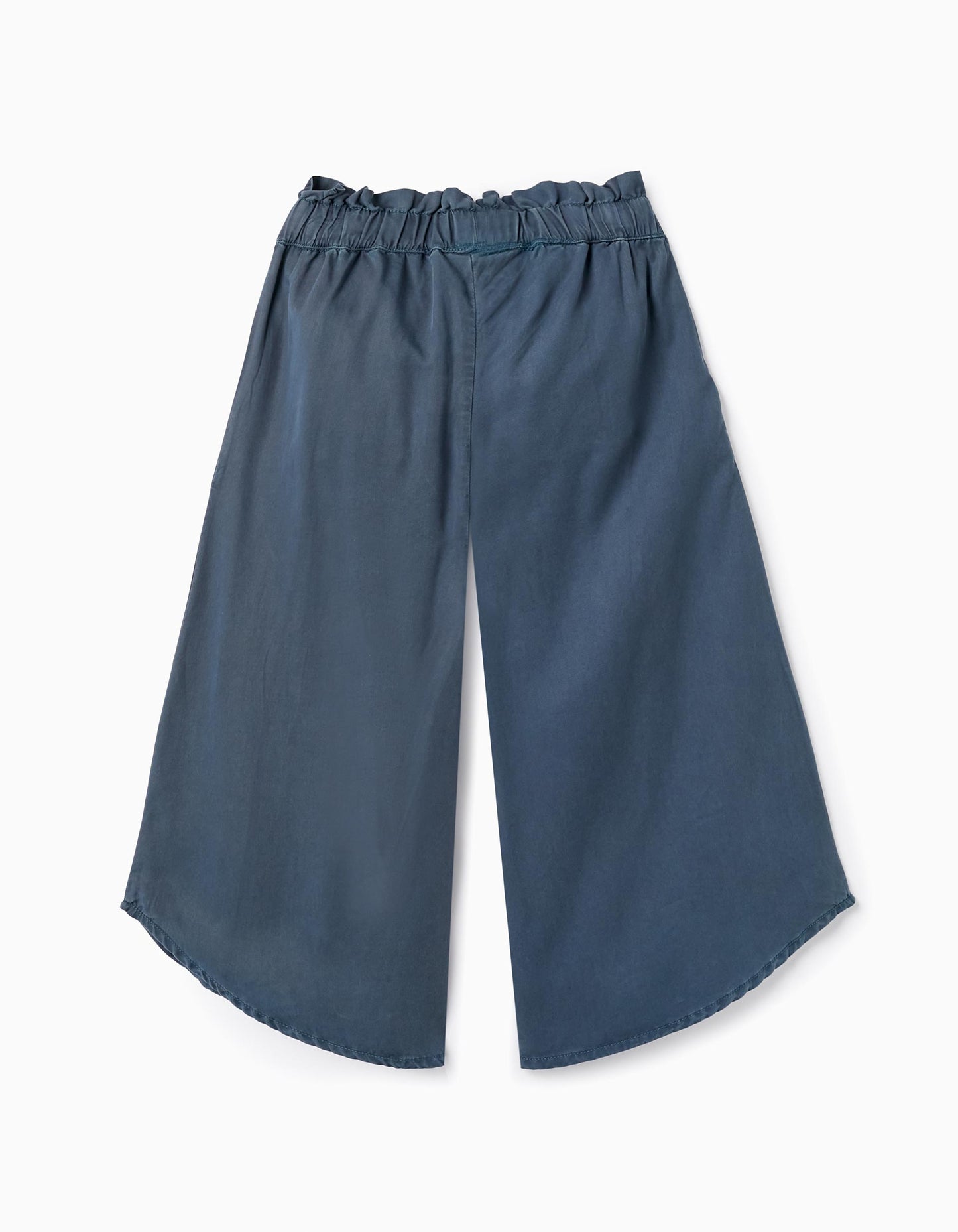 Pantaloni in twill a gamba larga per bambina, blu scuro