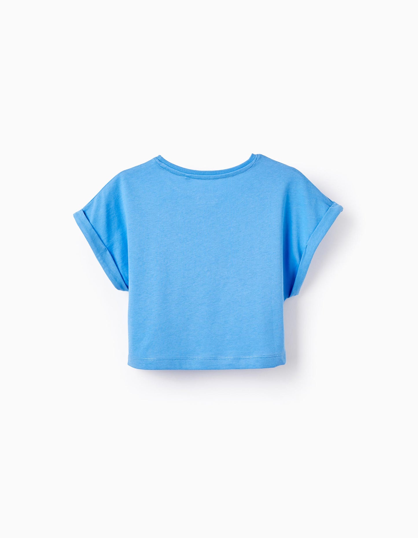 Maglietta corta in cotone per bambina "conchiglia", blu