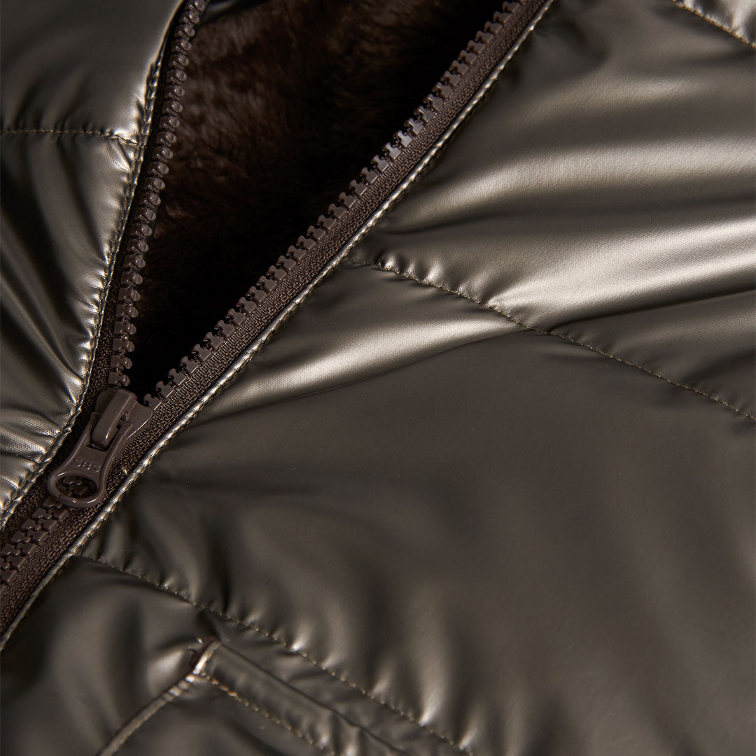 Parka bambina tessuto tecnico marrone