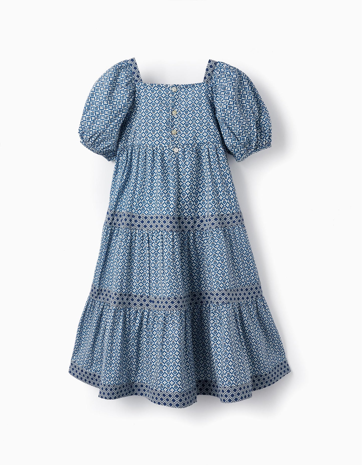 Vestito con fantasia per bambina, blu/bianco