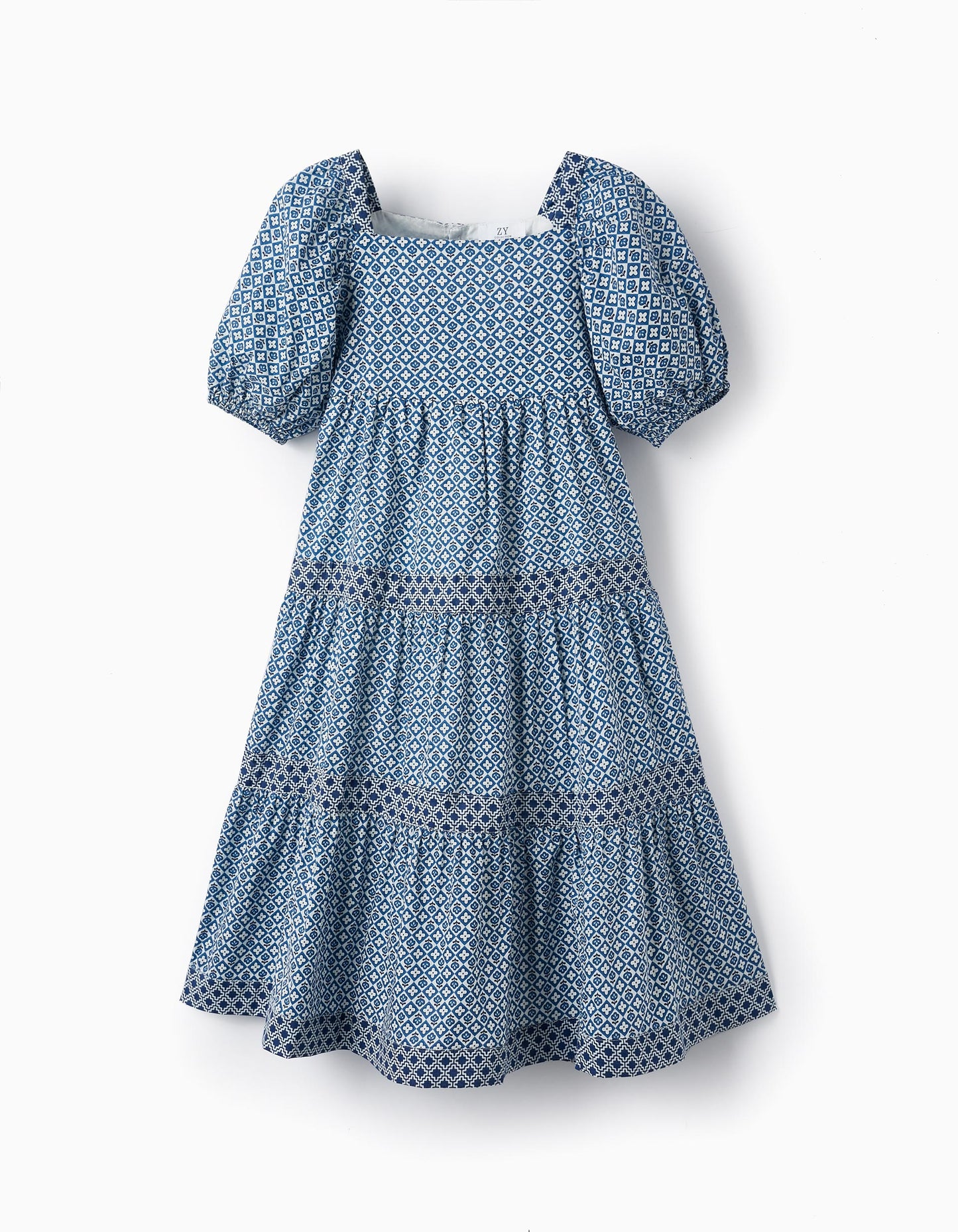 Vestito con fantasia per bambina, blu/bianco