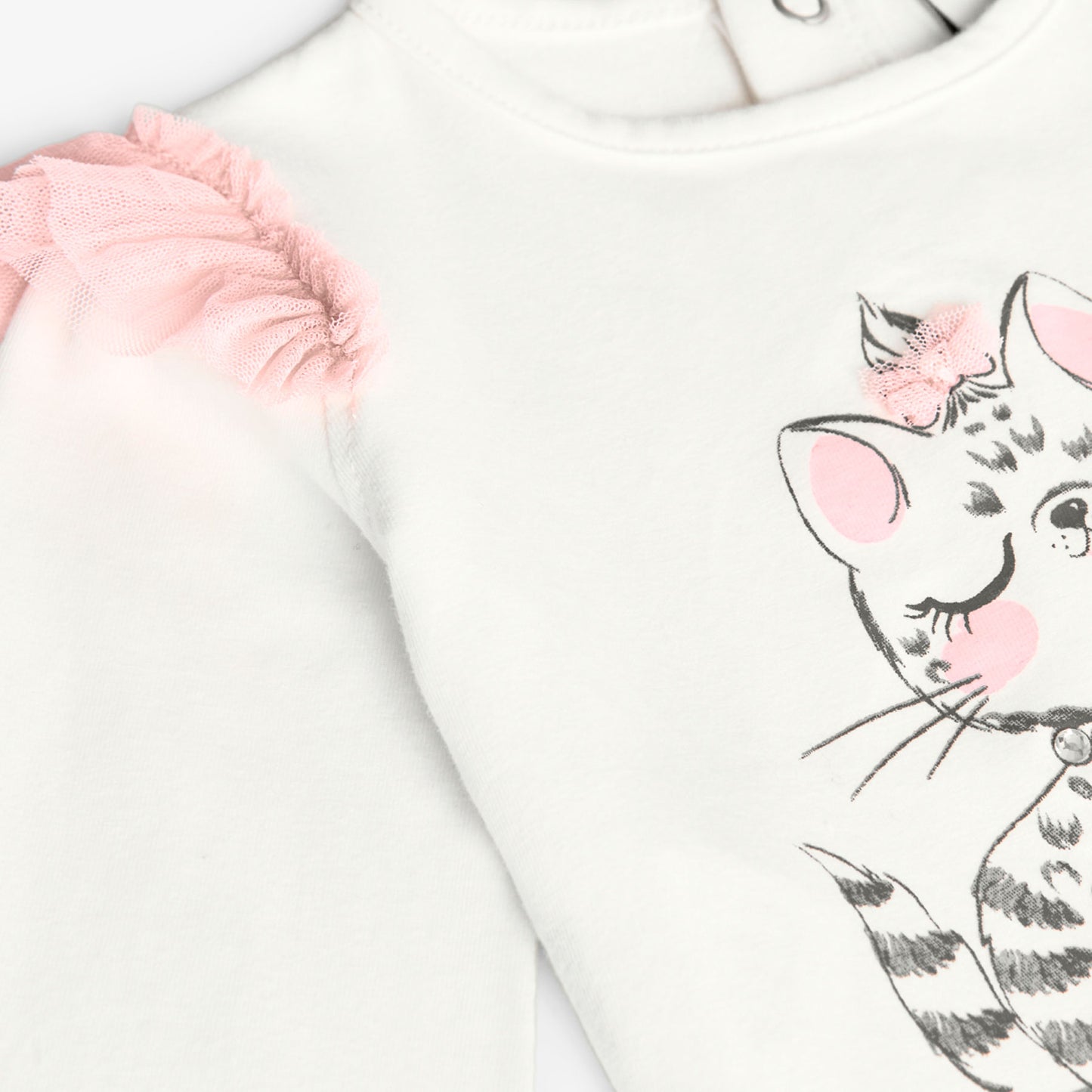 Maglietta di cotone per bambina in bianco