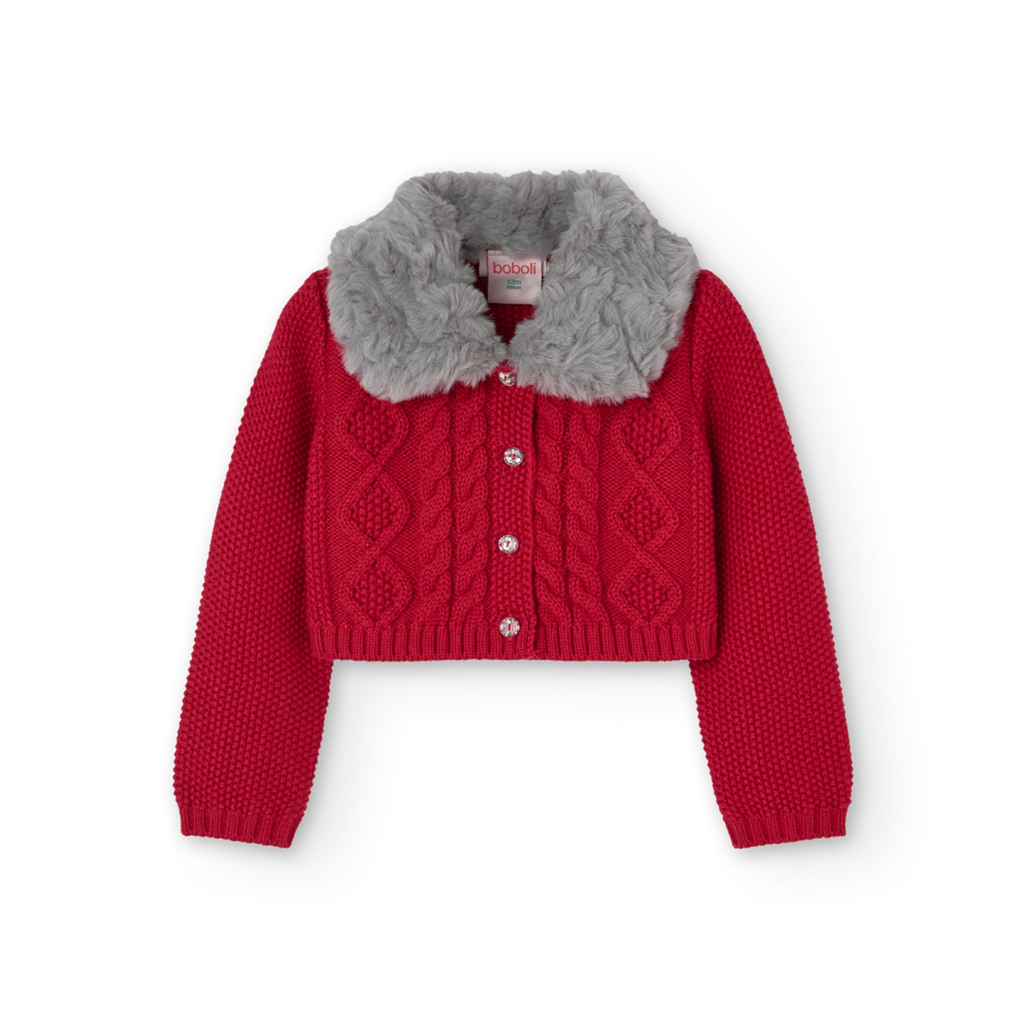 Cardigan in maglia in rosso granata