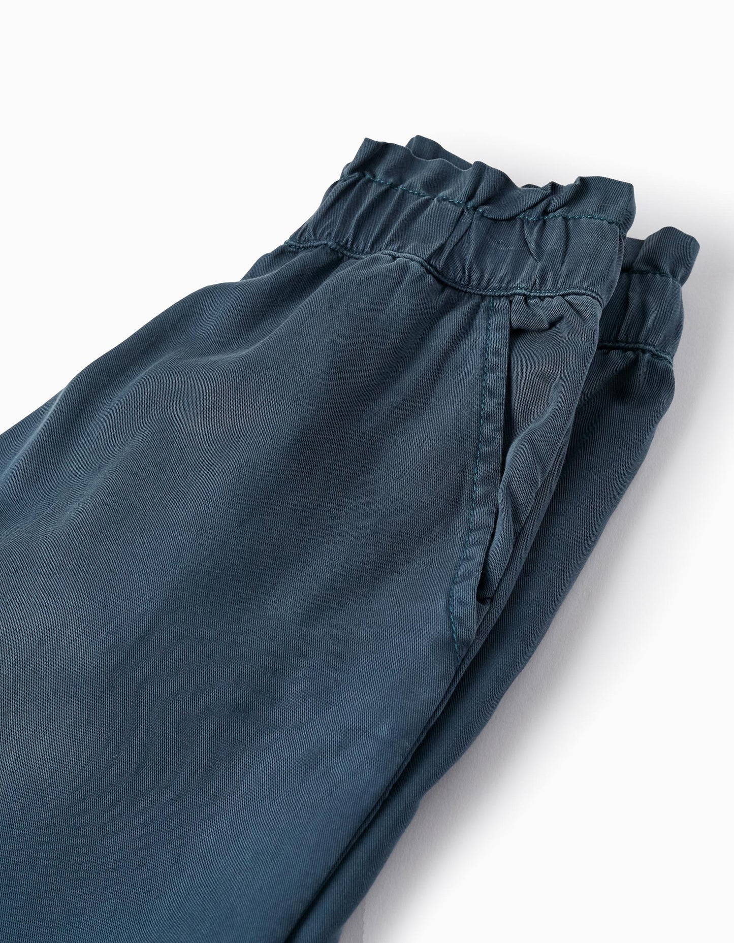 Pantaloni in twill a gamba larga per bambina, blu scuro