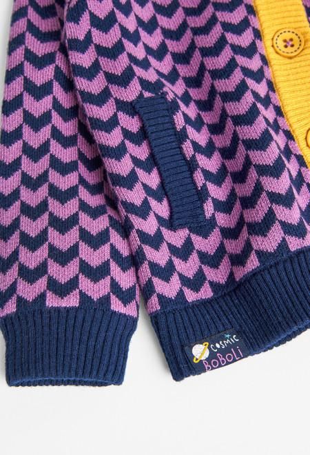 Cardigan in maglia per bambina fantasia malva