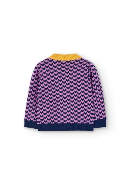Cardigan in maglia per bambina fantasia malva