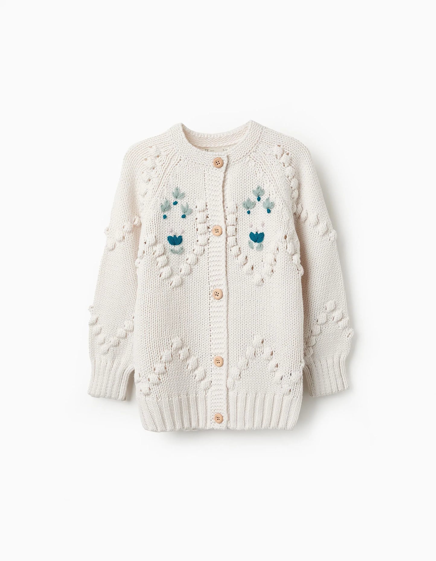 Cardigan in maglia con ricamo per bambine, bianco