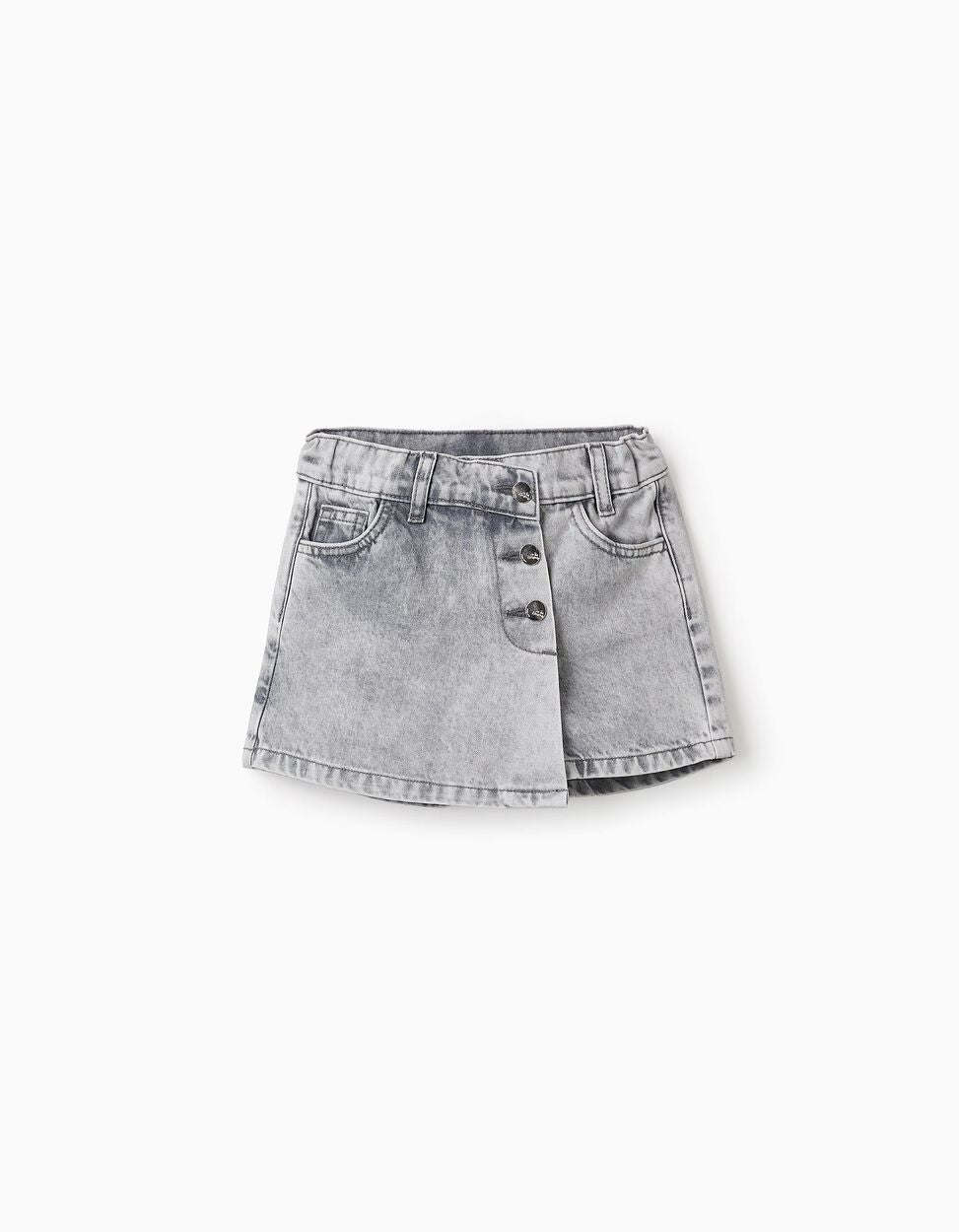 Gonna-pantalone in denim grigio, bambina-ragazza