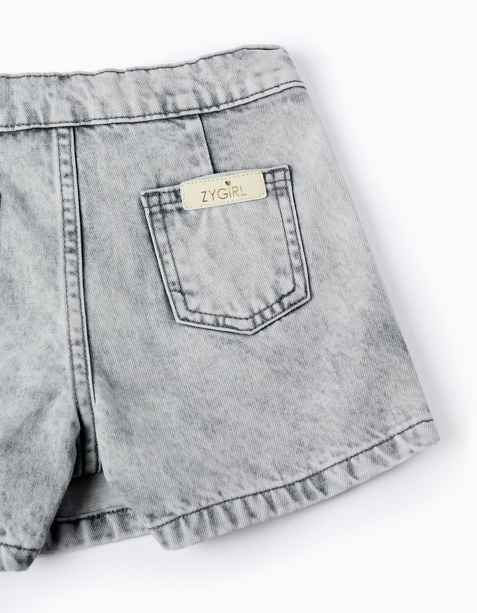 Gonna-pantalone in denim grigio, bambina-ragazza