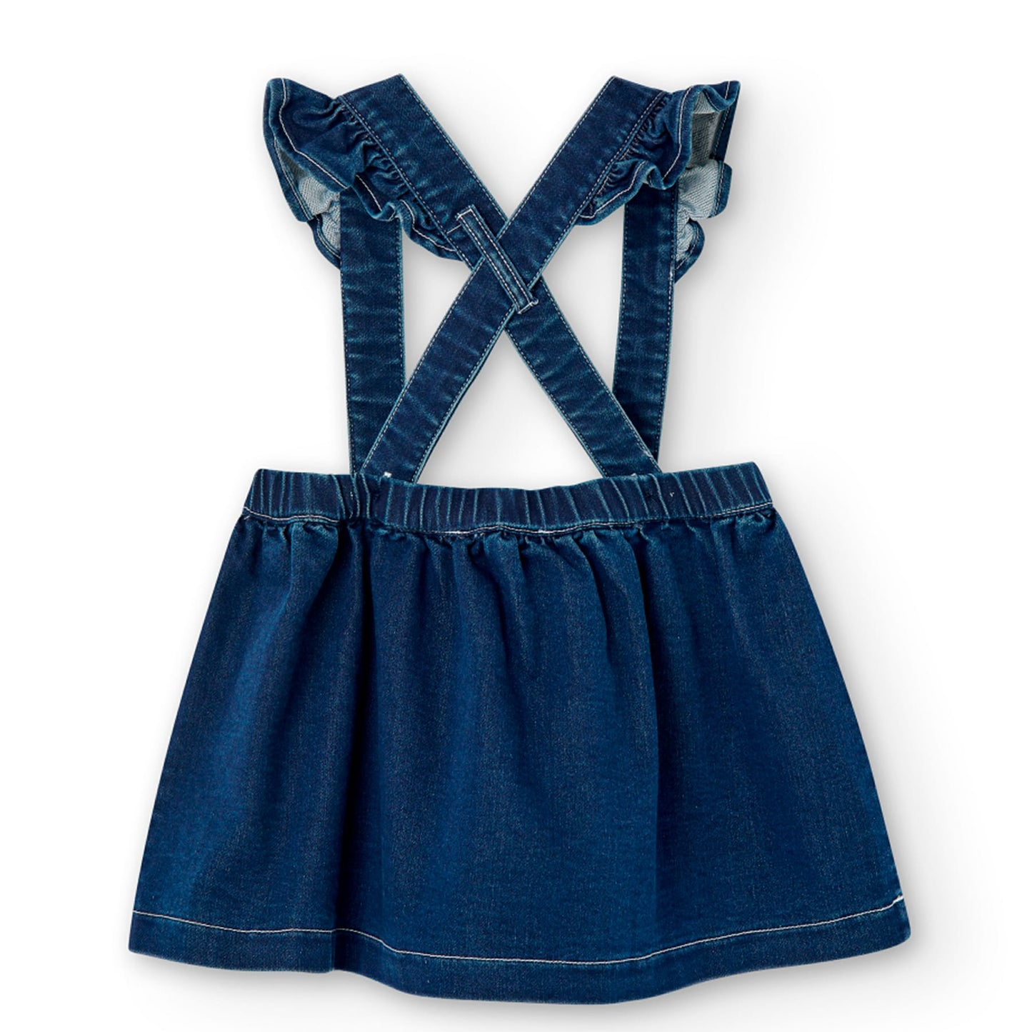 Gonna con bretelle in denim bambina