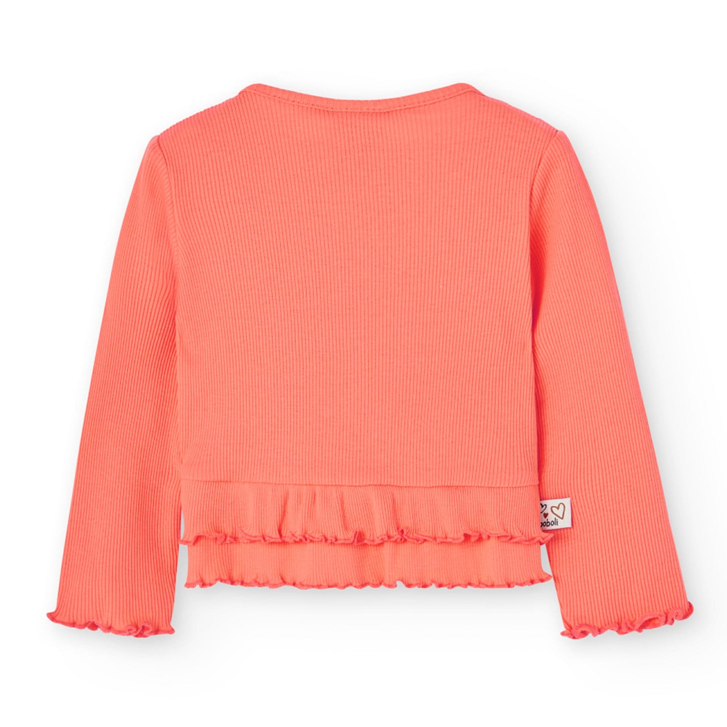 Cardigan bambina in cotone color pesca