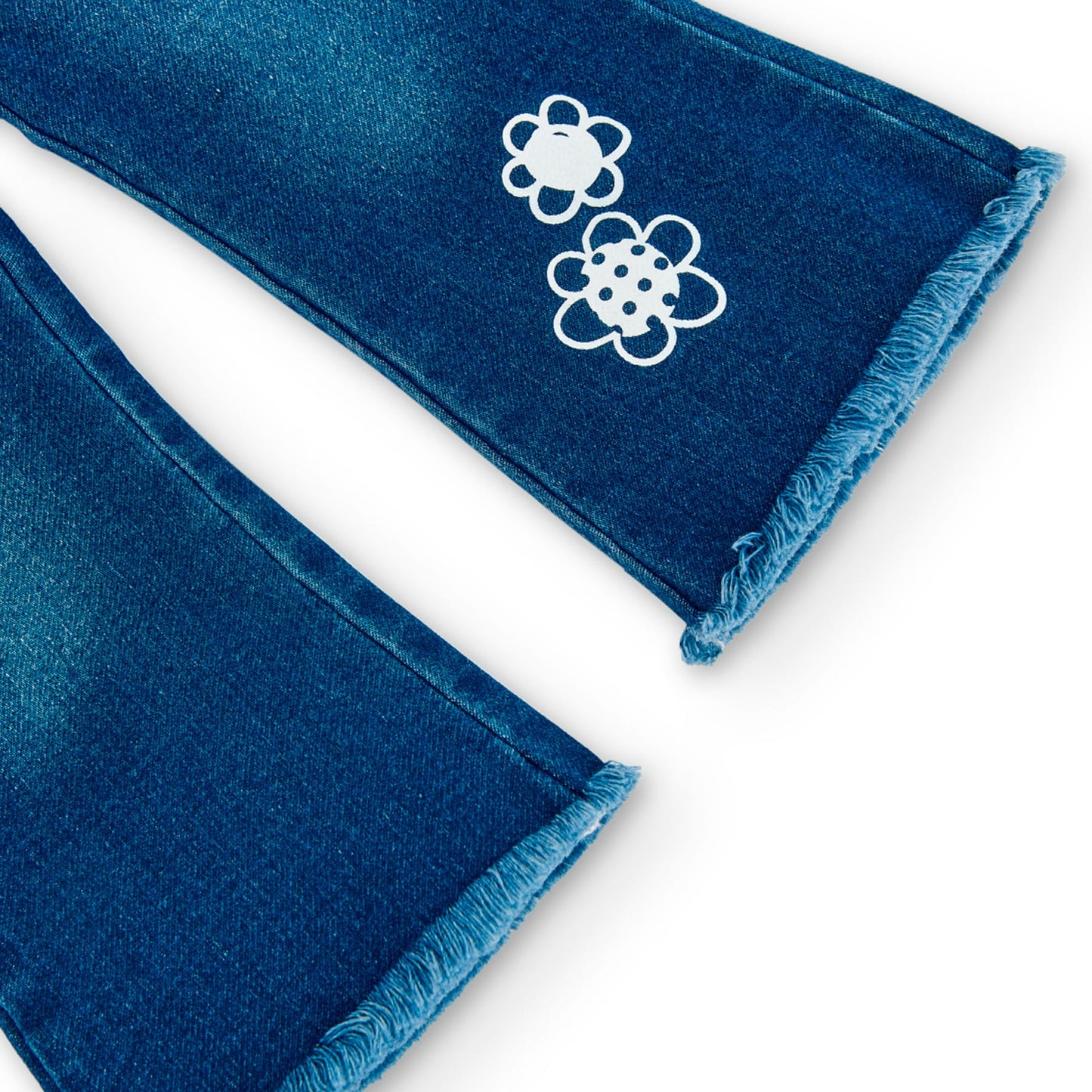Pantaloni jeans denim da bambina stampa fiori
