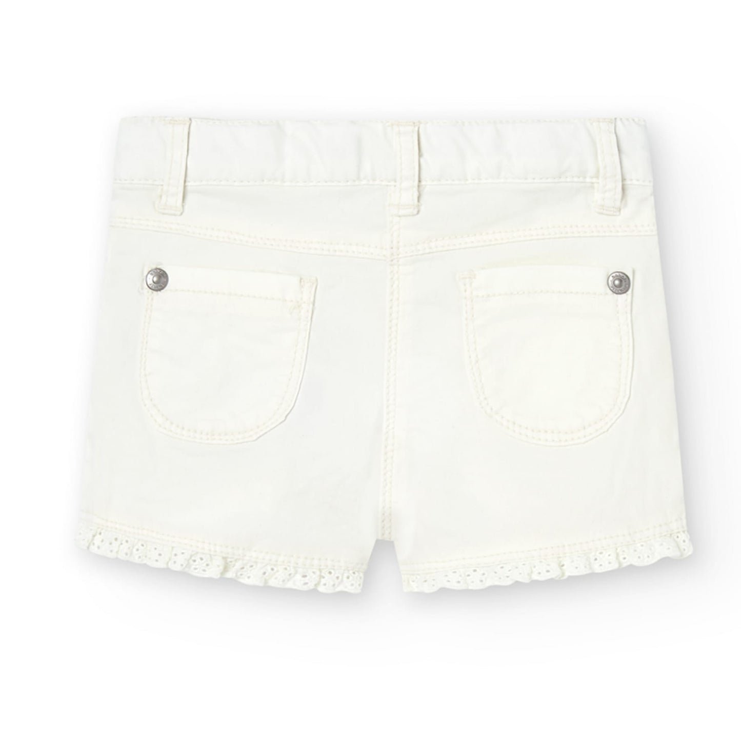 Pantaloncini in gabardine elasticizzati da bambina bianco panna