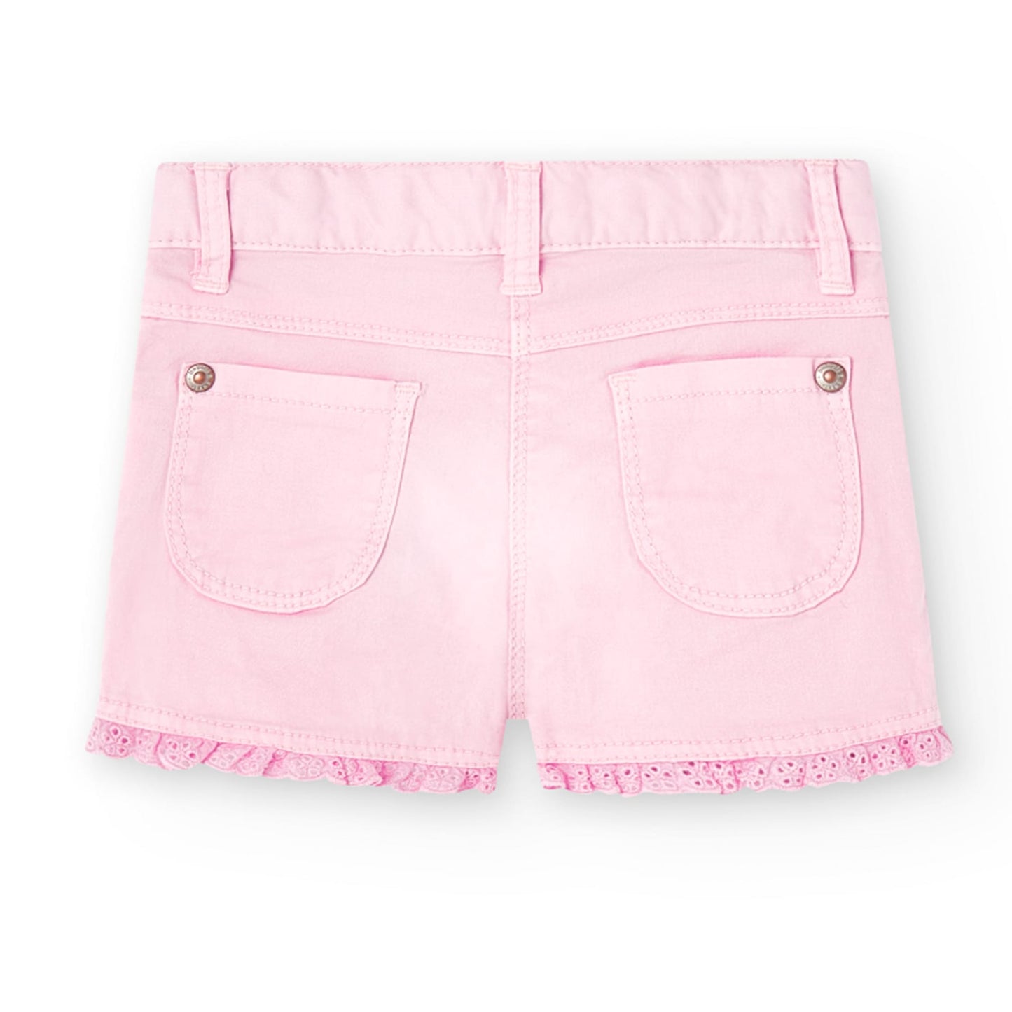 Pantaloncini in gabardine elasticizzati da bambina rosa