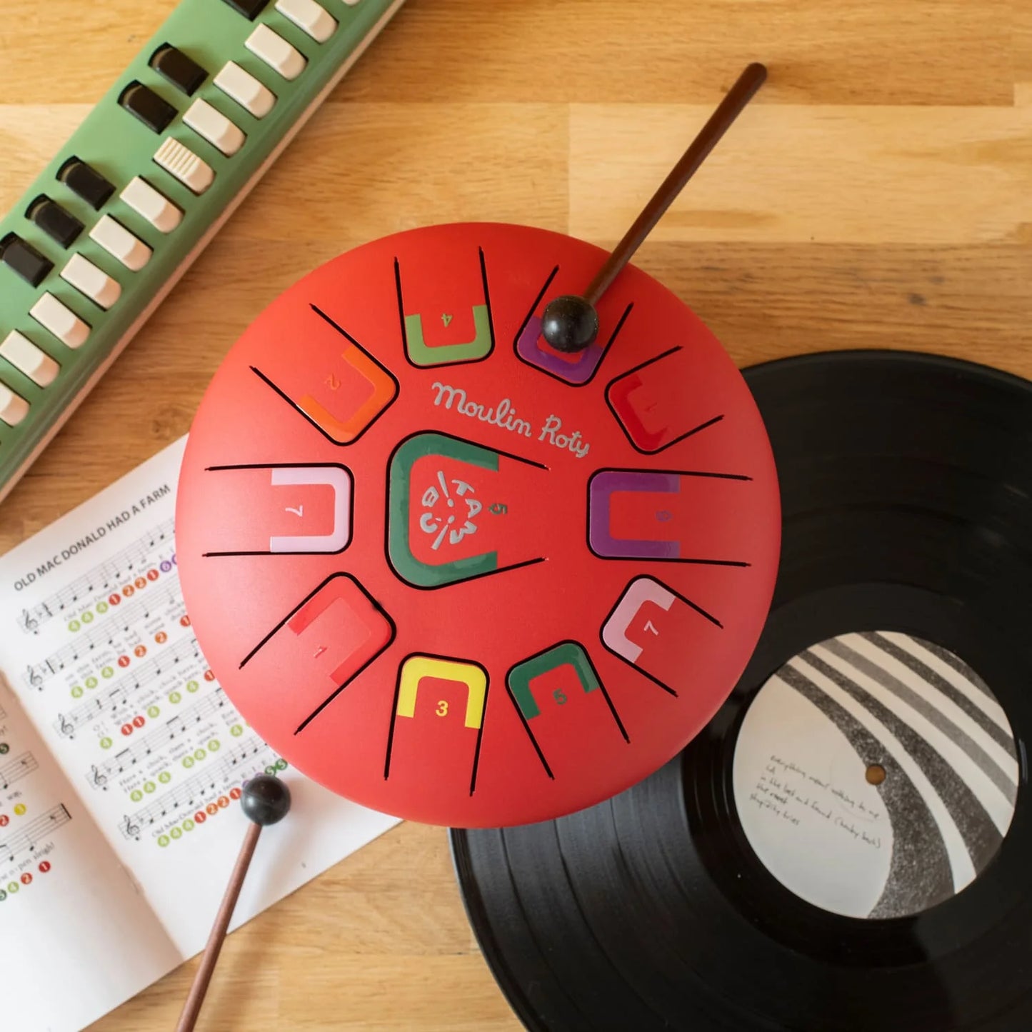Tamburo a linguette in metallo rosso