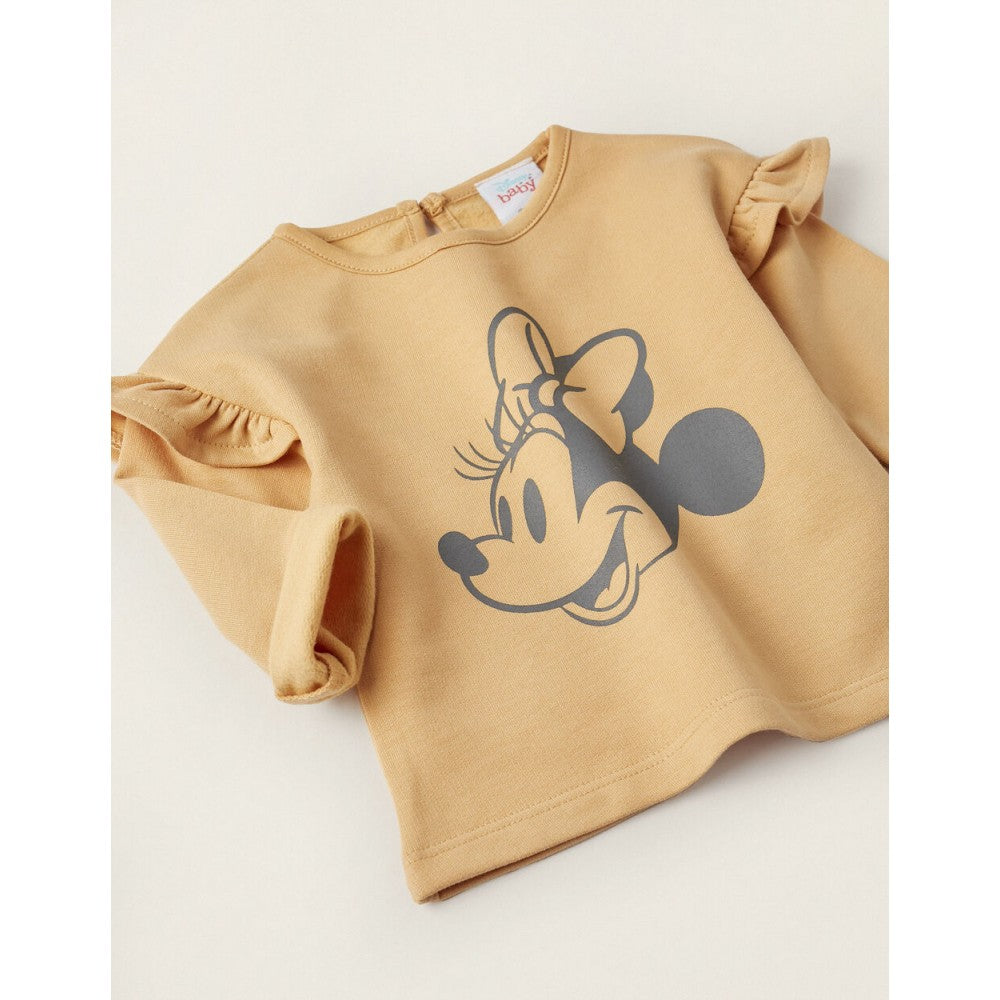 Tuta completa neonata grigio-giallo ocra stampa Minnie Disney