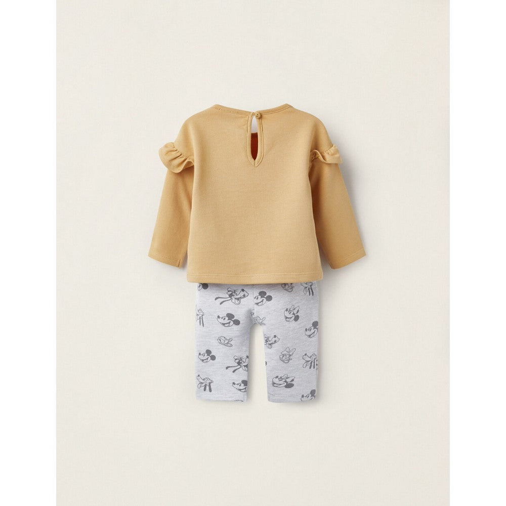 Tuta completa neonata grigio-giallo ocra stampa Minnie Disney