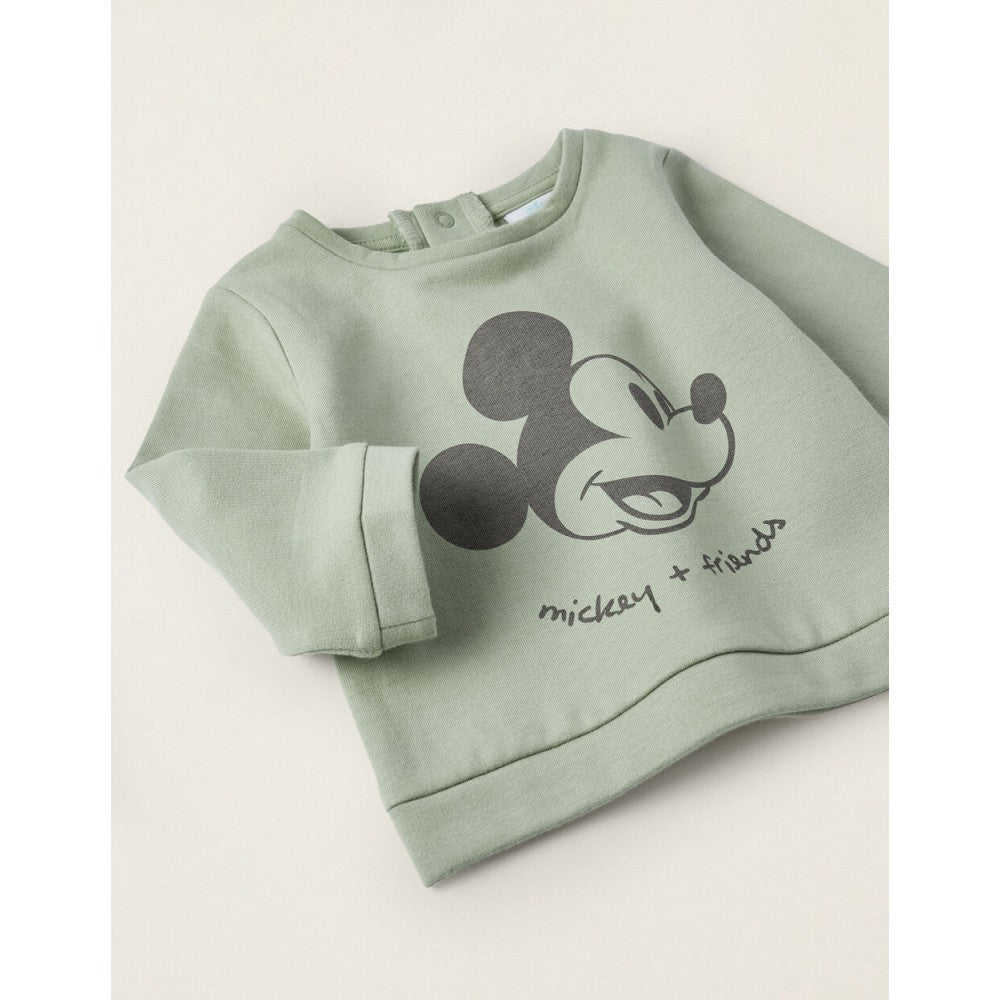 Tuta completa neonato verde-grigia stampa Topolino Disney