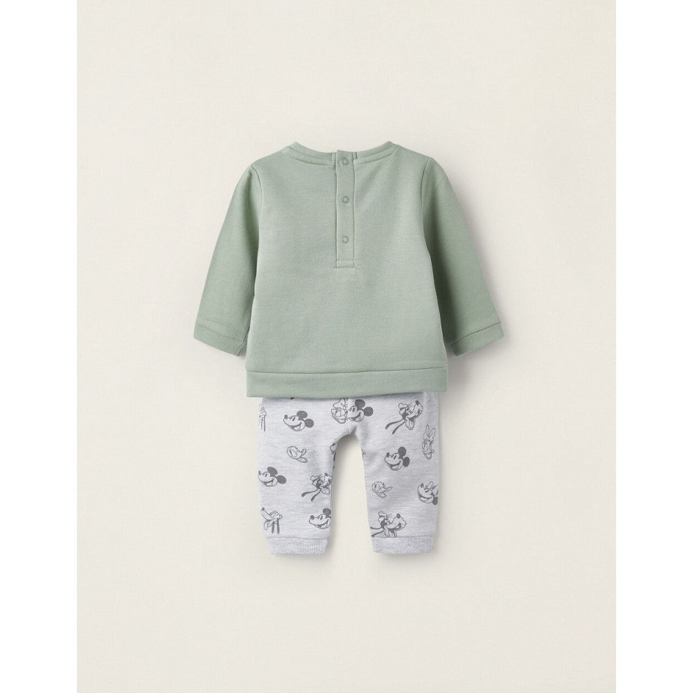 Tuta completa neonato verde-grigia stampa Topolino Disney