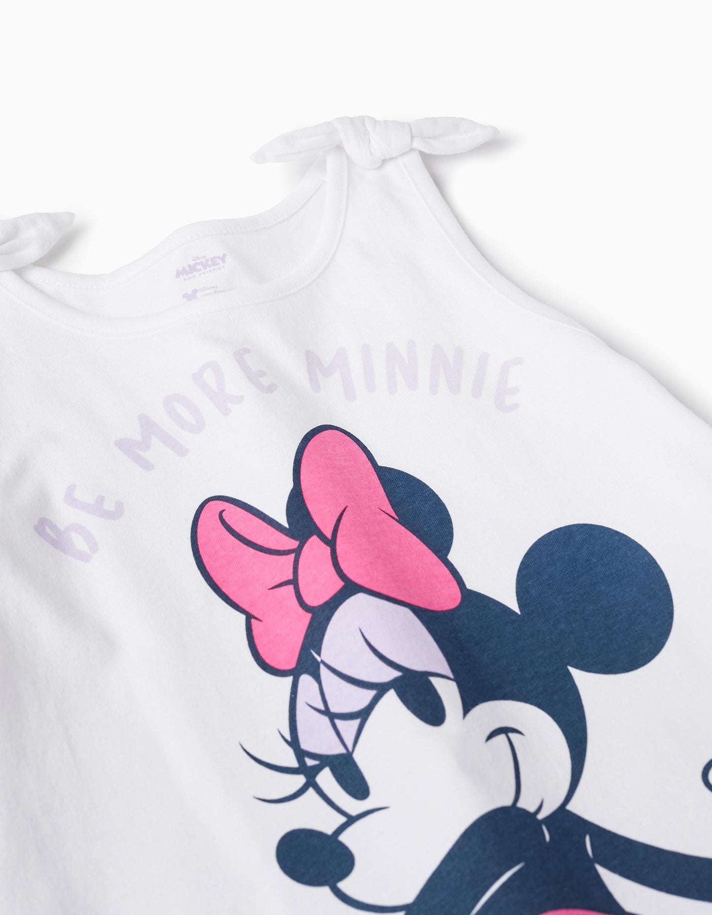 Top + shorts per bambina "Minnie", bianco/lilla