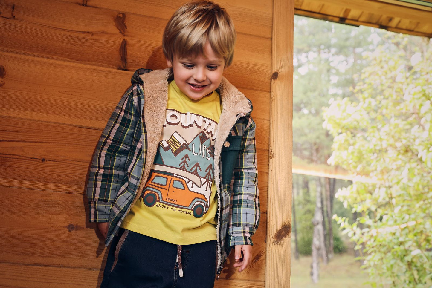 Camicione bambino a quadri di maglia
