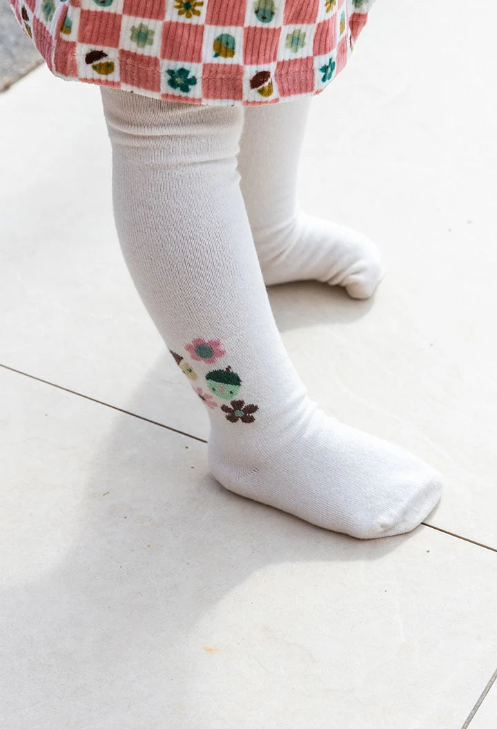 Calzamaglia collant neonata in maglia rosa con fiori