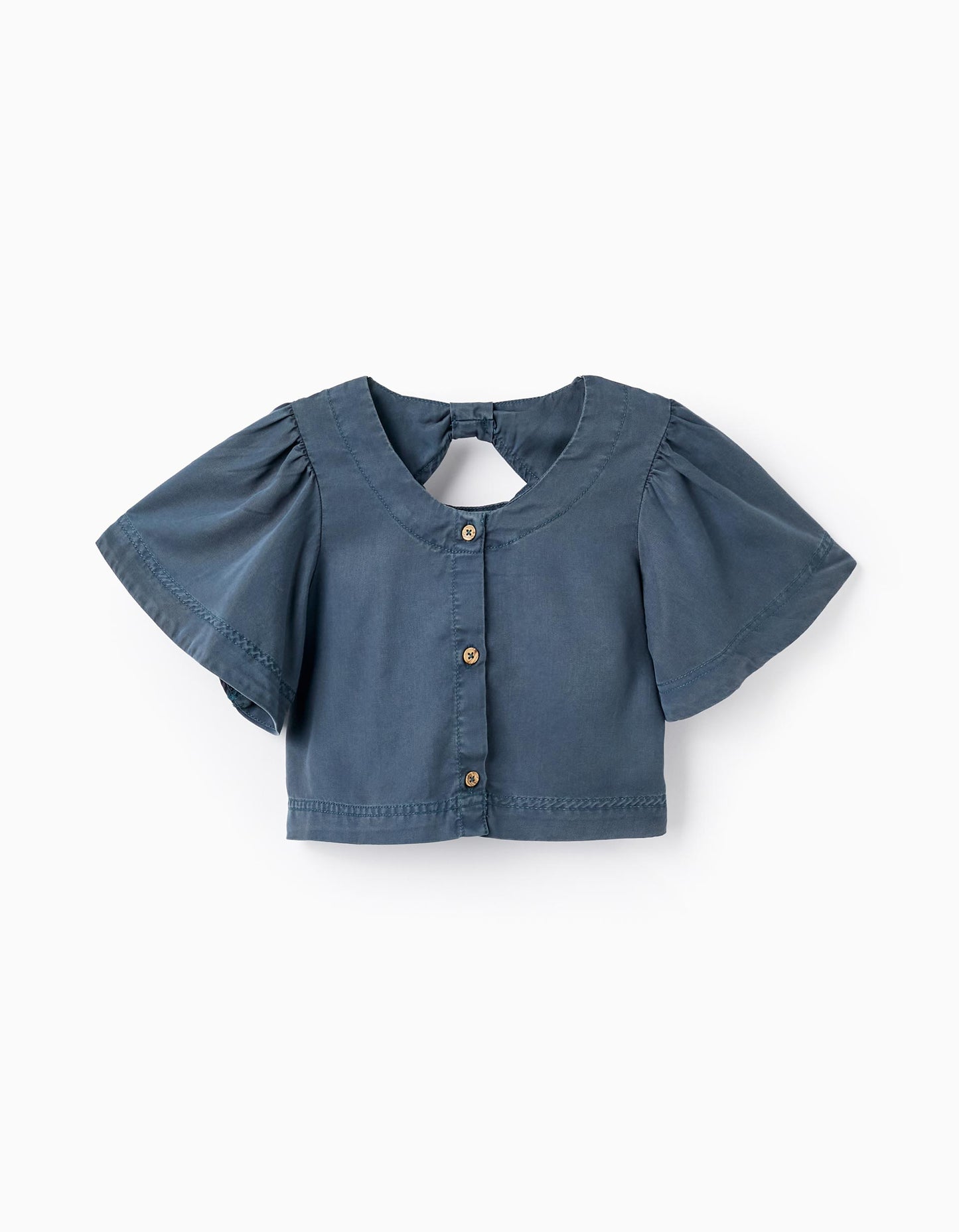 Top corto a maniche corte per bambina, blu scuro