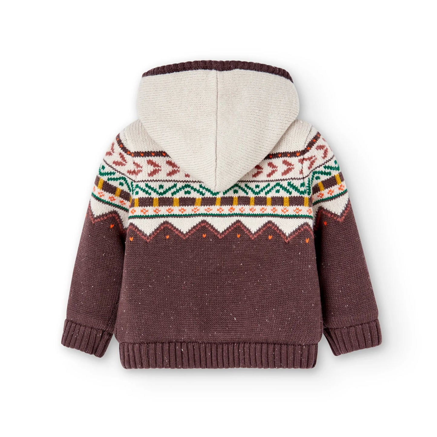 Giacca pelo ecologico wild con cappuccio per bambino, marrone