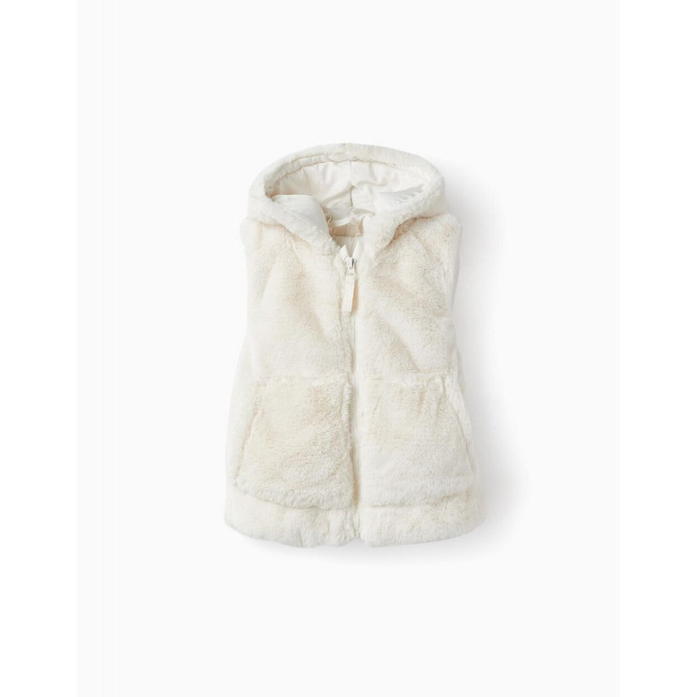 Gilet neonata bianco in pelliccia sintetica