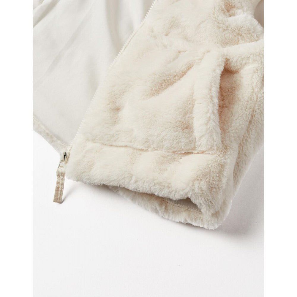 Gilet neonata bianco in pelliccia sintetica
