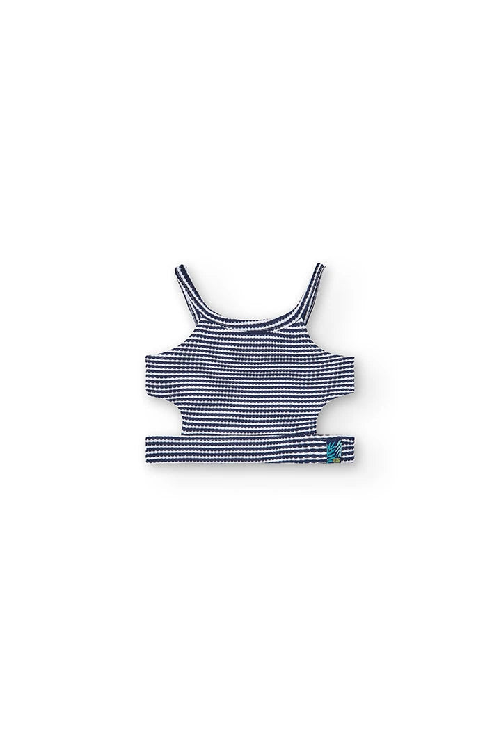 Top in jersey da bambina blu marino